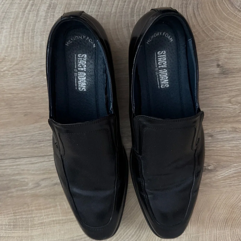 Stacy Adams Shoes Slip On Loafers Memory Foam‎ Dress Black Neutral PreppyMens 8M